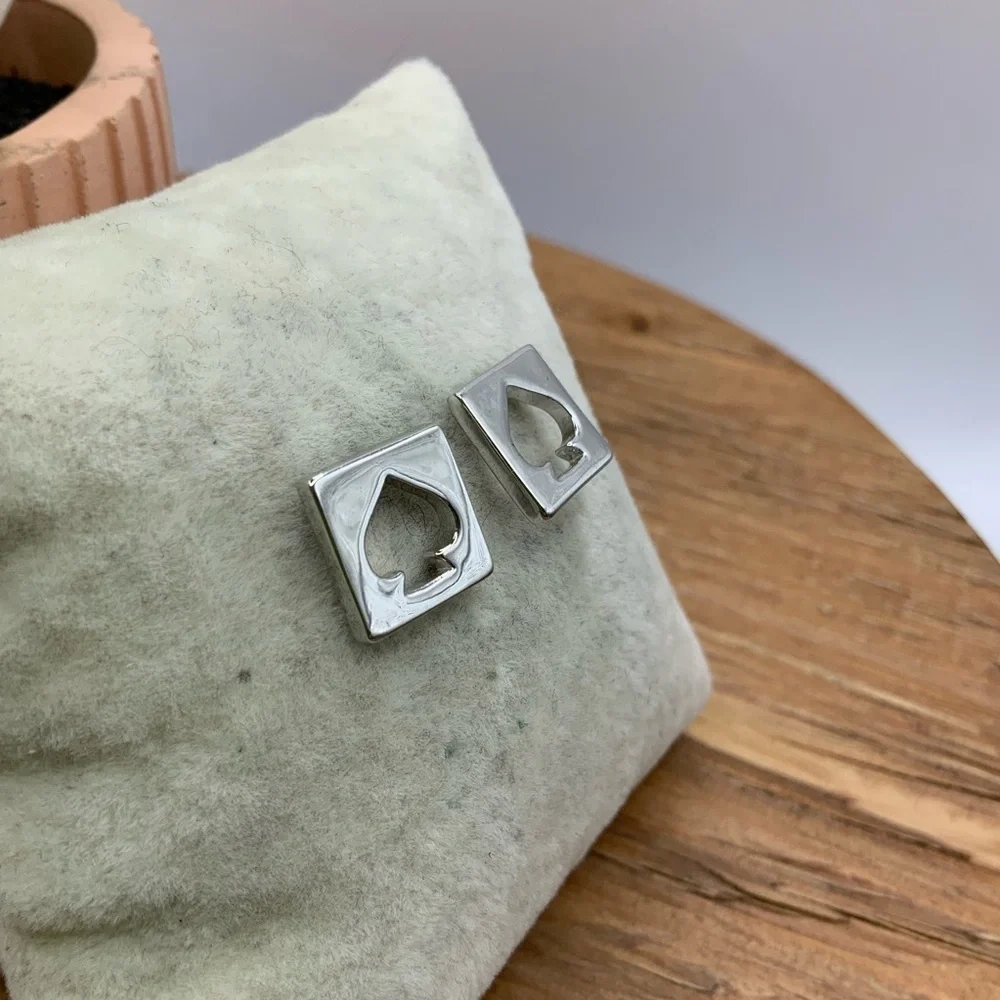 Kate Spade Silver Tone Spade Heart Stud Earrings